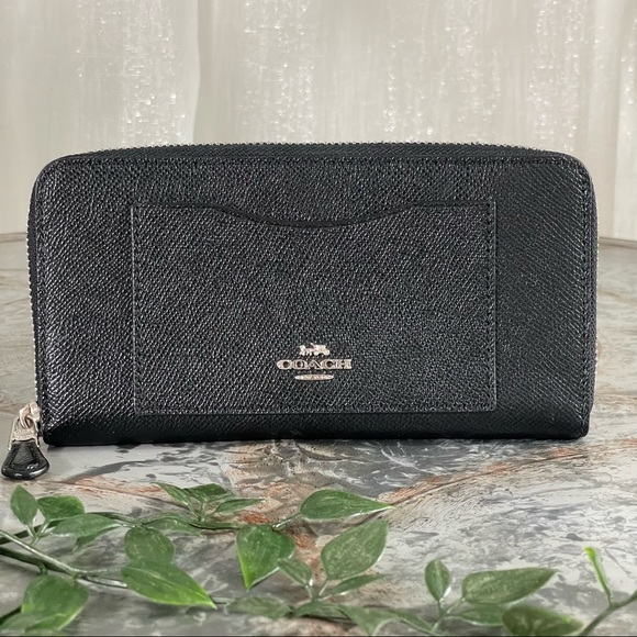 Coach Accordion Zip Wallet F54007 SV/Black - Picture 1 of 12